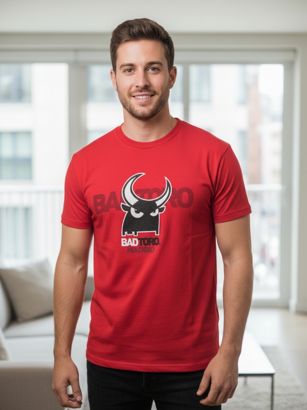 Bad Toro Red Graphic Short Sleeve Tee for Men